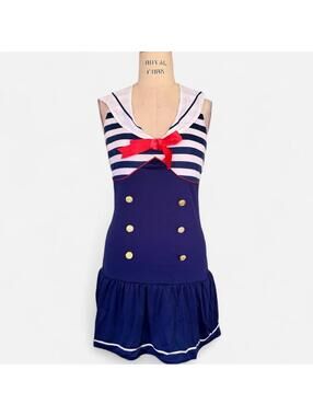 Rubies Y2K Navy Sailor Nautical Bow Sexy Halloween Costume Dress